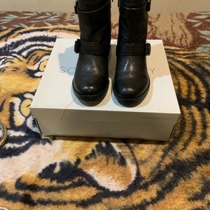 Black leather ankle boots